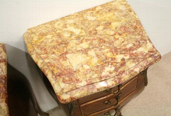 Antique Pair of French Marble Top Bedside Cabinets