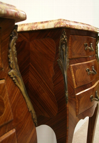 Antique Pair of French Marble Top Bedside Cabinets
