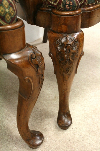 Antique Pair of George I Style Walnut Elbow Chairs