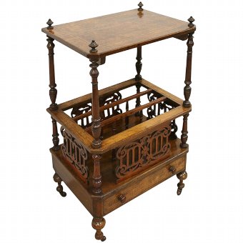 Victorian Walnut Canterbury Whatnot