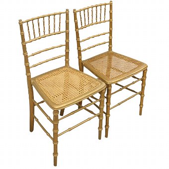 Pair of Gilt Faux Bamboo Chairs