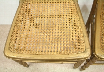Antique Pair of Gilt Faux Bamboo Chairs