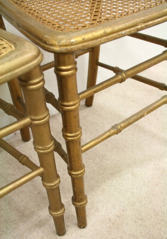 Antique Pair of Gilt Faux Bamboo Chairs