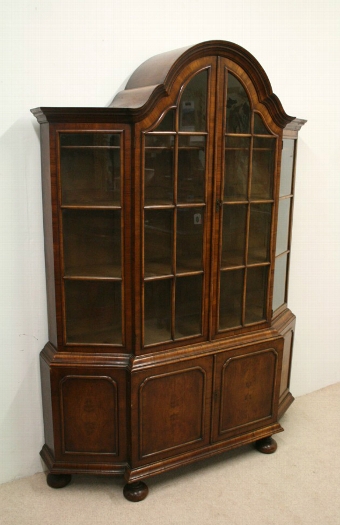 George II Style Walnut Cabinet Bookcase