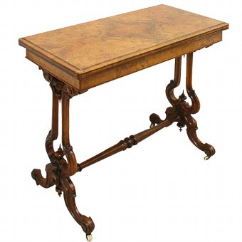 Mid Victorian Burr Walnut Fold Over Table