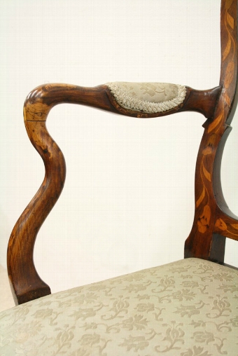 Antique Dutch Marquetry Inlaid Armchair