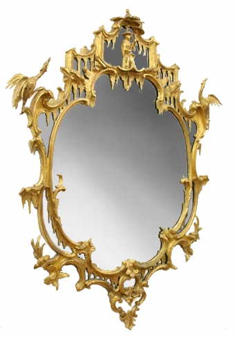 Chippendale Style Carved Gilt Overmantel Mirror