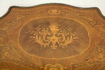 Antique French Style Marquetry Inlaid Window Table