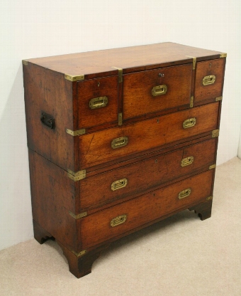 Victorian Teak Secretaire Military Chest