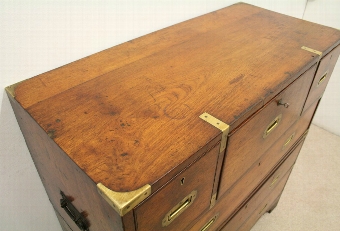 Antique Victorian Teak Secretaire Military Chest