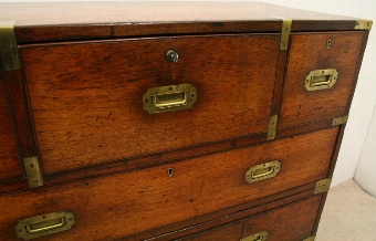 Antique Victorian Teak Secretaire Military Chest
