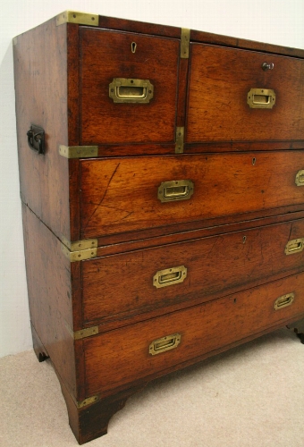 Antique Victorian Teak Secretaire Military Chest