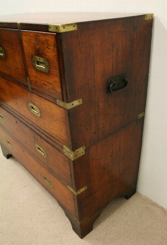 Antique Victorian Teak Secretaire Military Chest