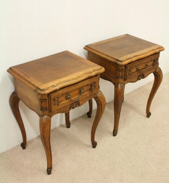 Pair of Carved Oak Bedside Cabinets