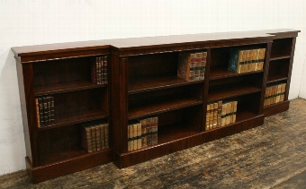 Early Victorian Mahogany Breakfront Open Bookcase