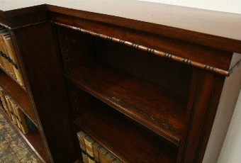 Antique Early Victorian Mahogany Breakfront Open Bookcase