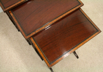 Antique Nest of 4 Mahogany Inlaid Tables