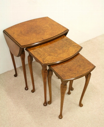 Nest of 3 Burr Elm Occasional Tables