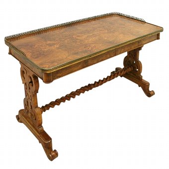 Mid Victorian Burr Walnut Library Table