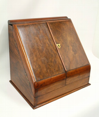 Antique Mid Victorian Burr Walnut Stationery Box