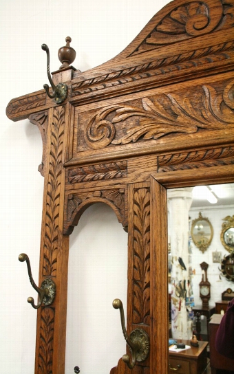 Antique Victorian Carved Oak Hall Stand/Hall Bench