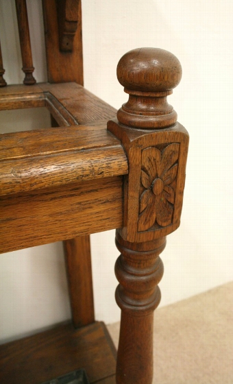 Antique Victorian Carved Oak Hall Stand/Hall Bench