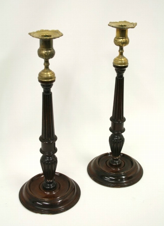 Pair of Late George III Mahogany Candlesticks