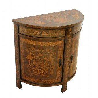 Dutch Marquetry Bow Front Side Cabinet