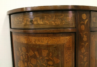 Antique Dutch Marquetry Bow Front Side Cabinet