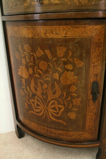 Antique Dutch Marquetry Bow Front Side Cabinet