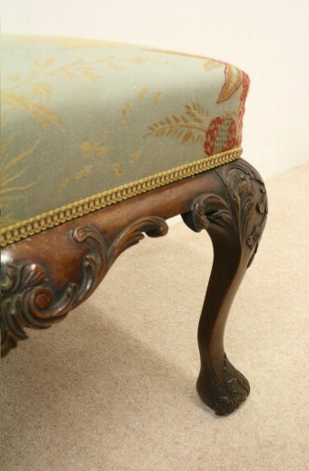 Antique George III Style Carved Mahogany Stool