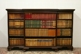 Edwardian Mahogany Breakfront Open Bookcase
