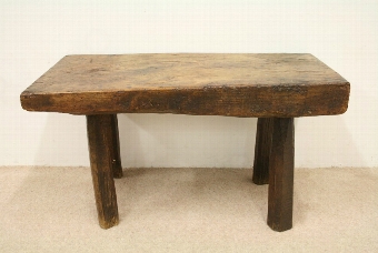 Antique Country Made Chunky Plank Stool