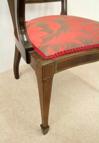 Antique Late Victorian Inlaid Mahogany Armchair