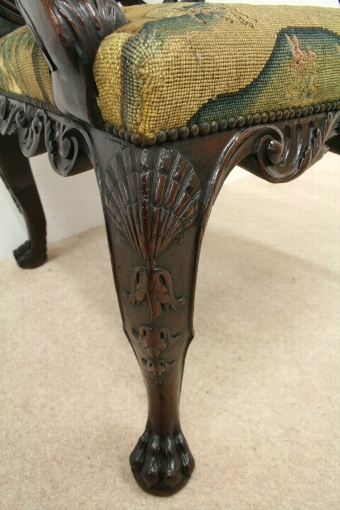 Antique Irish George II Style Mahogany Open Armchair