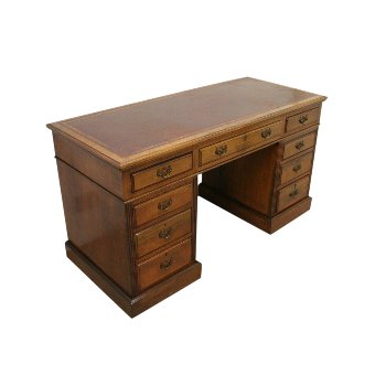 Late Victorian Walnut Pedestal Desk