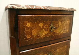 Antique Marquetry Inlaid Kingwood Secretaire Chest