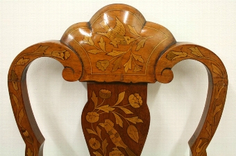 Antique Dutch Marquetry Walnut Chair