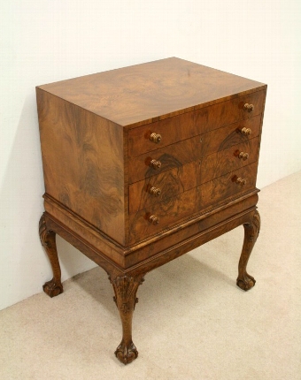Walnut and Burr Walnut Chest on Stand