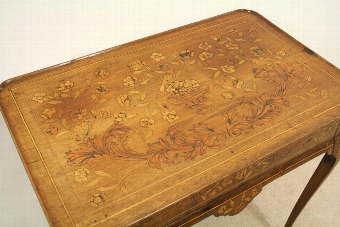 Antique Dutch Marquetry Silver Table