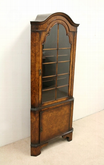 George II Style Burr Walnut Corner Cupboard