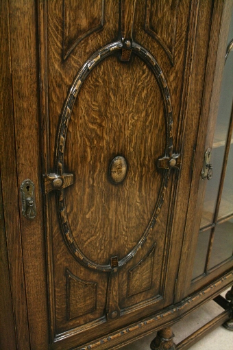 Antique Jacobean Style Carved Oak Cabinet