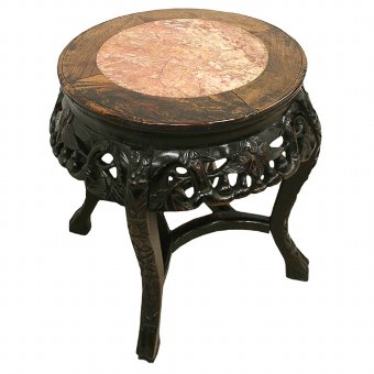 Chinese Carved Rosewood Plant Stand