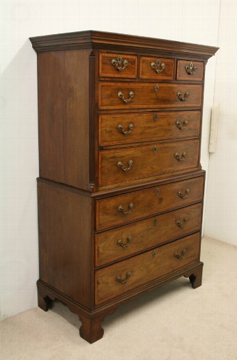 George III Inlaid Mahogany Chest on Chest