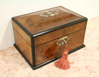 Victorian Burr Walnut Sewing Box