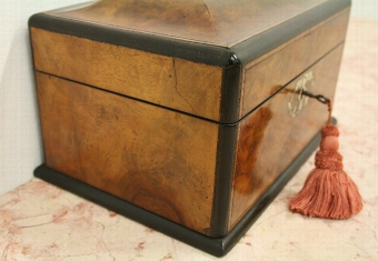 Antique Victorian Burr Walnut Sewing Box