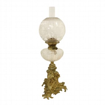 Rare Gilt Bronze Victorian Oil Lamp