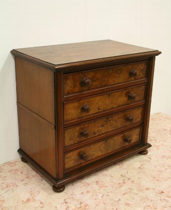 Miniature Victorian Burr Walnut Chest of Drawers