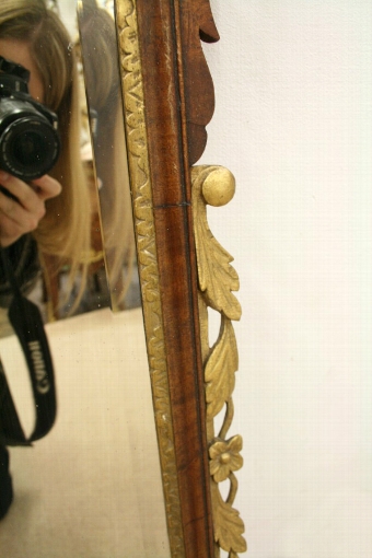 Antique George III Walnut and Gilded Wall Mirror