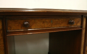 Antique Victorian Walnut and Burr Walnut Pedestal Desk